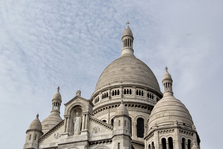 patterned white domes of the basilica de sacre-couer in Montmartre in Paris